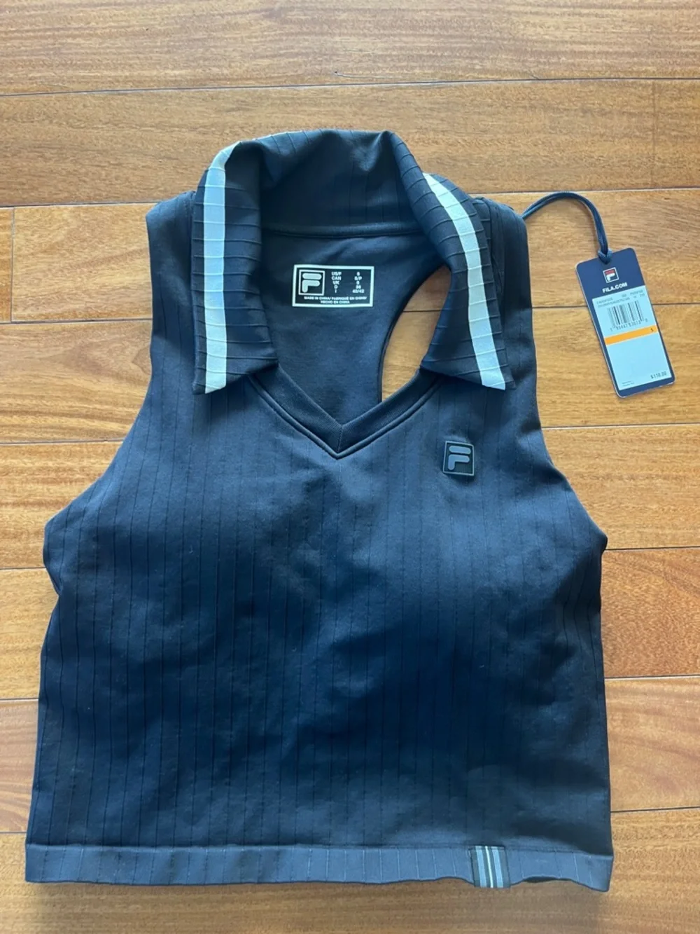 Fila Challenger Black Crop Polo Tank and Pleated Tennis Skort Set XS S - Picture 3 of 6